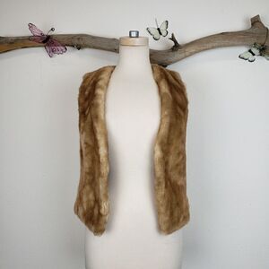Benetton camel colored faux fur vest